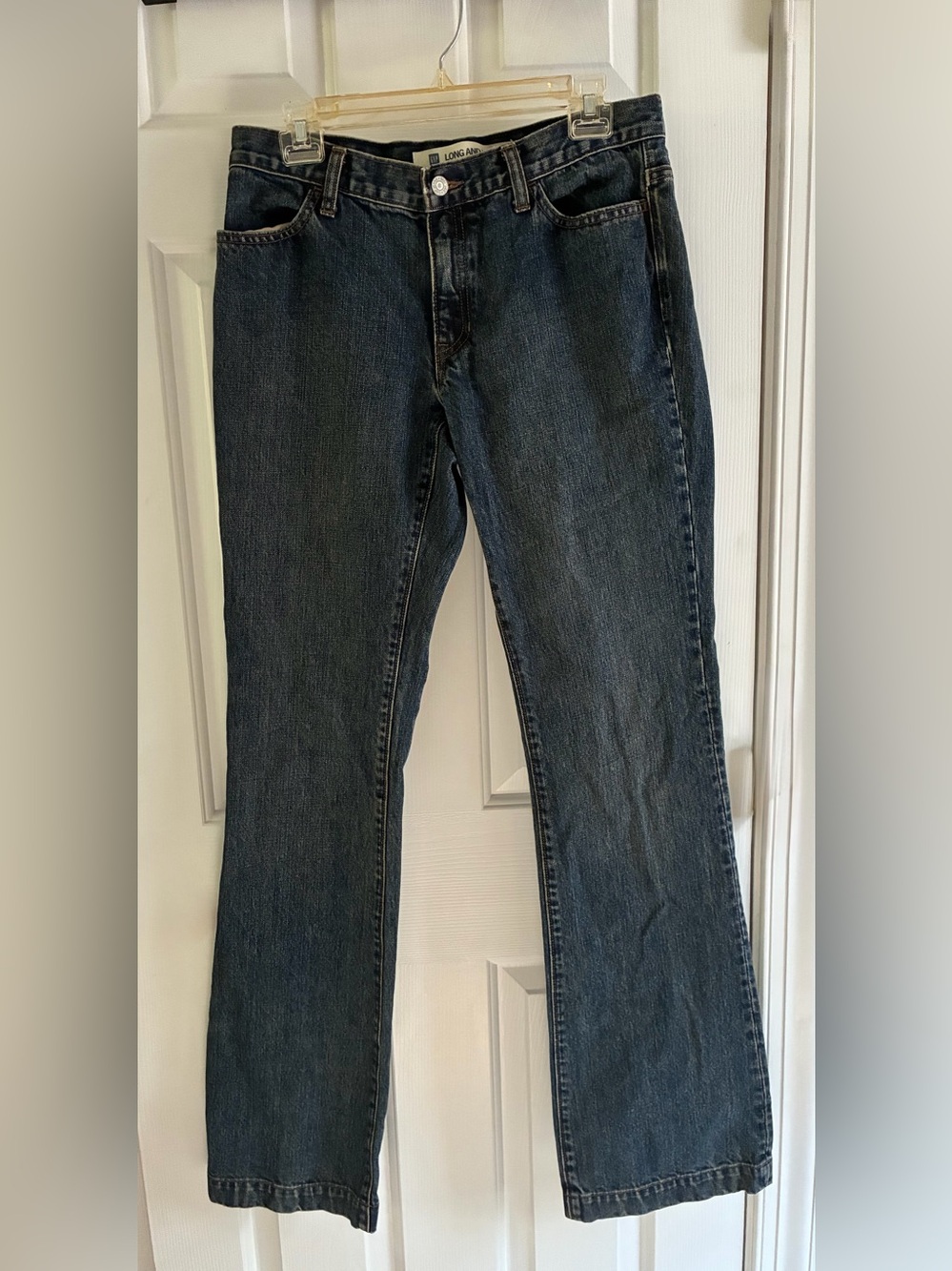 Gap Women's Dark Blue Long and Lean Bootcut Jeans